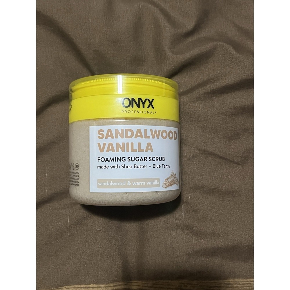 ONYX Lot Sandalwood Vanilla Foaming Sugar Scrub 16oz 453g with Scrubber